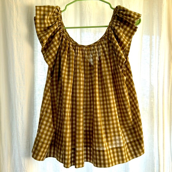 Blouse checked tan - Picture 2 of 4